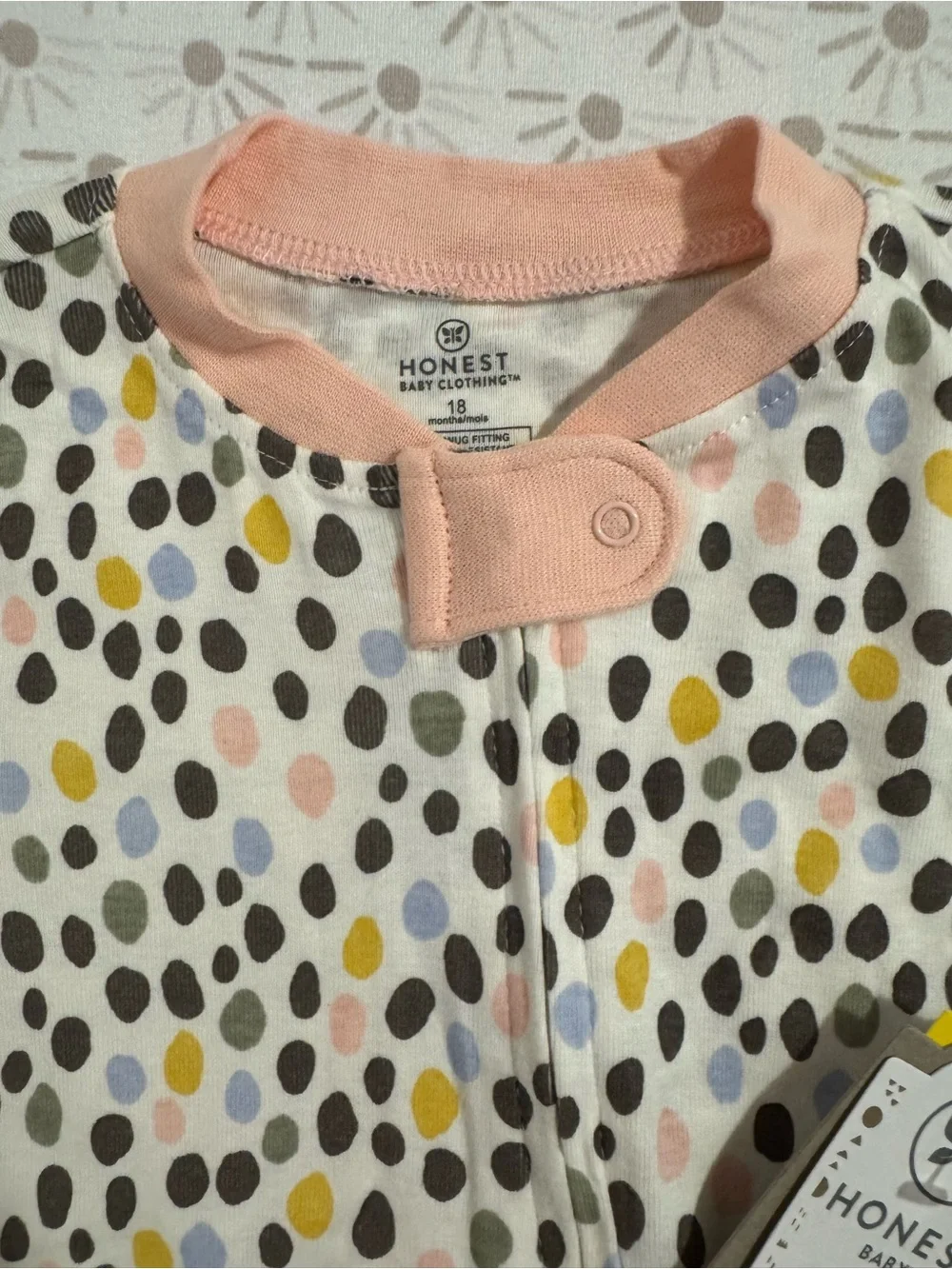 NWT 2 Piece set Honest Co. Baby Footed Sleepers - Pink & Multi Dot